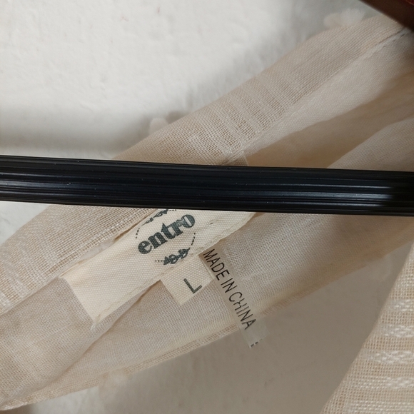 Entro Ivory Polka Dot Embellished Racerback Sleeveless Tank Top Blouse Size LRG. - Picture 8 of 12